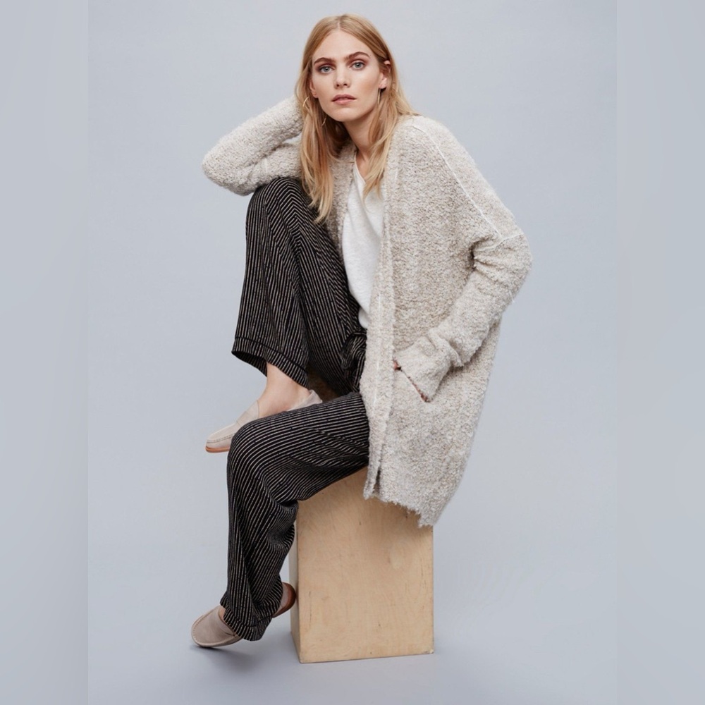 Free People Bouclé Alpaca‎ Blend Slouch Thick Oversized Cardigan – Cream Oat 🦙